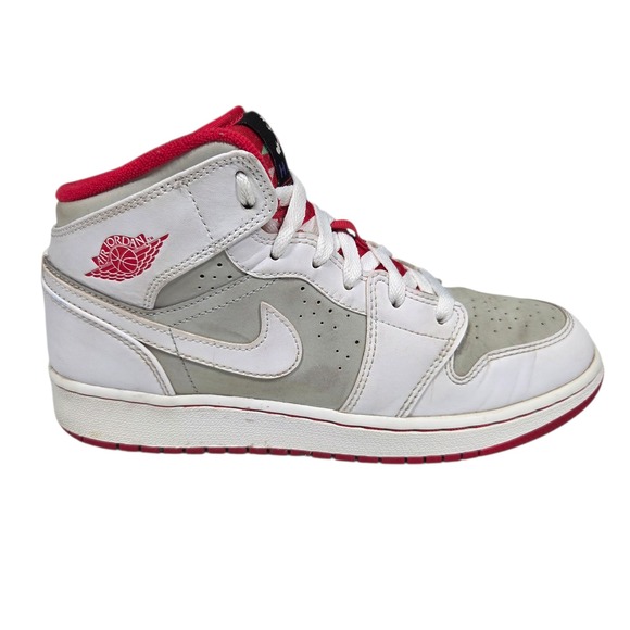 Jordan 1 Mid Hare GS 5Y White Grey Red 719554-123 Bugs Bunny Basketball Shoes - Picture 10 of 16